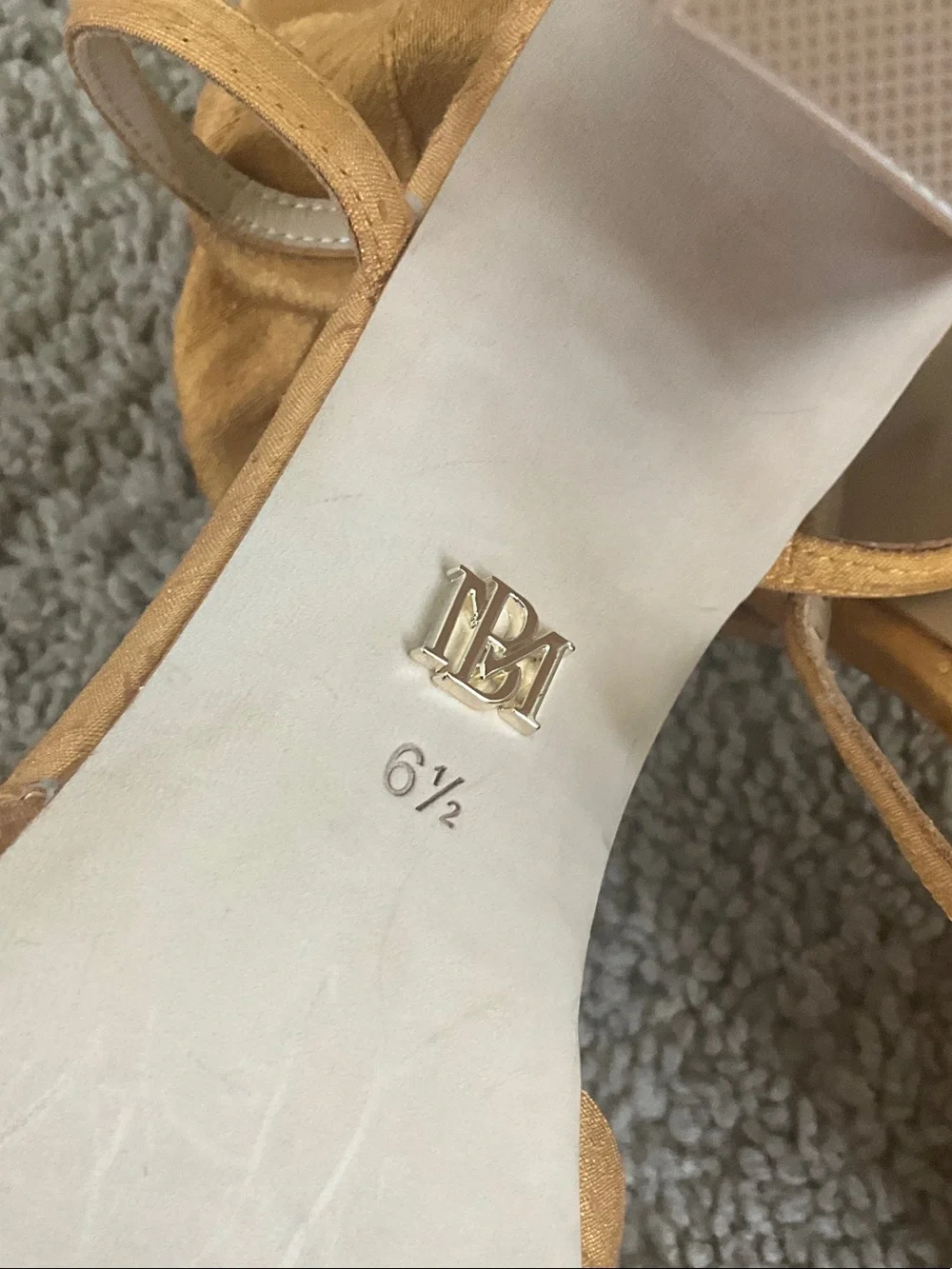 Badgley Mischka Mustard Bow Block Heel Ankle-Strap Sandal
